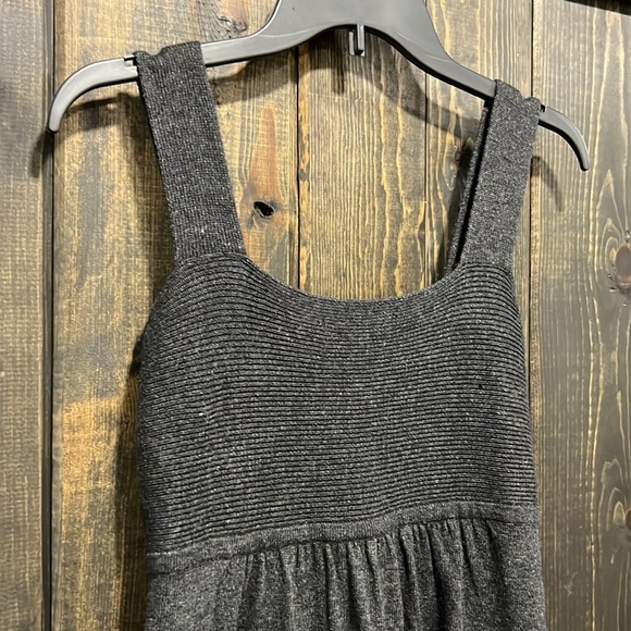 Vintage BCBGMaxAzria Babydoll Sweater Dress M Wool Grey Boho Pom Poms Y2K 90's - Picture 7 of 11